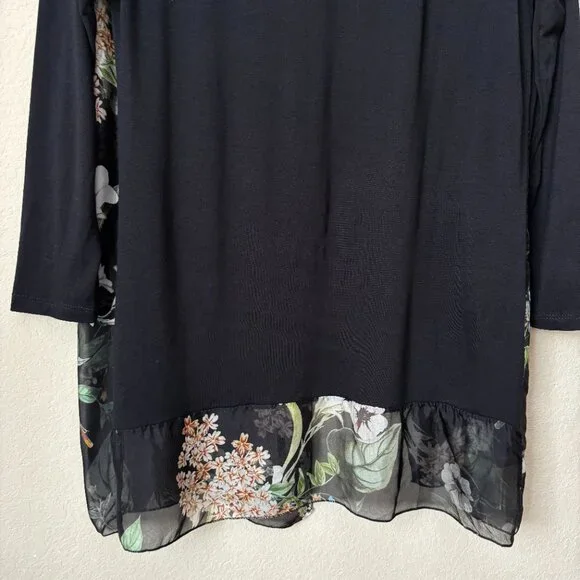 M Made in Italy Silk Floral Sheer Longline Open Front Lightweight Cardigan - Picture 13 of 13